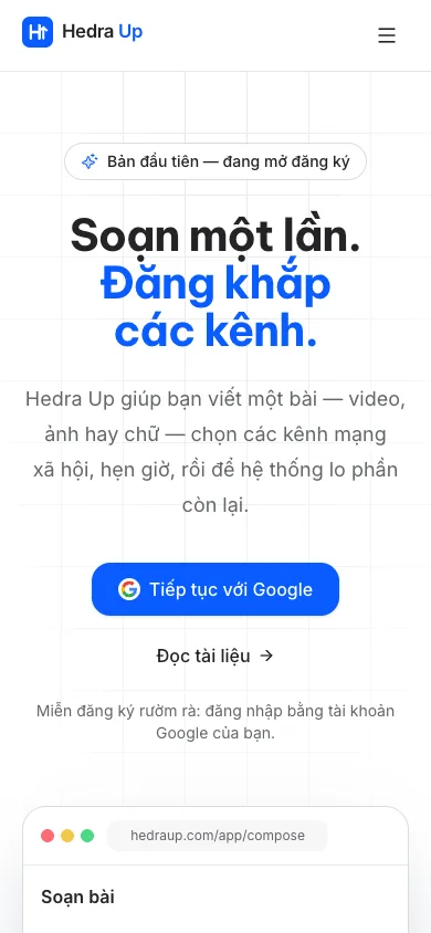 hedraup.com home page (production)